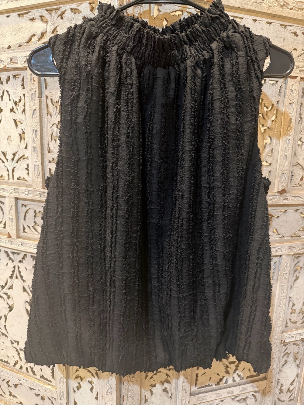 THML Black Textured Mock Neck Sleeveless Camisole